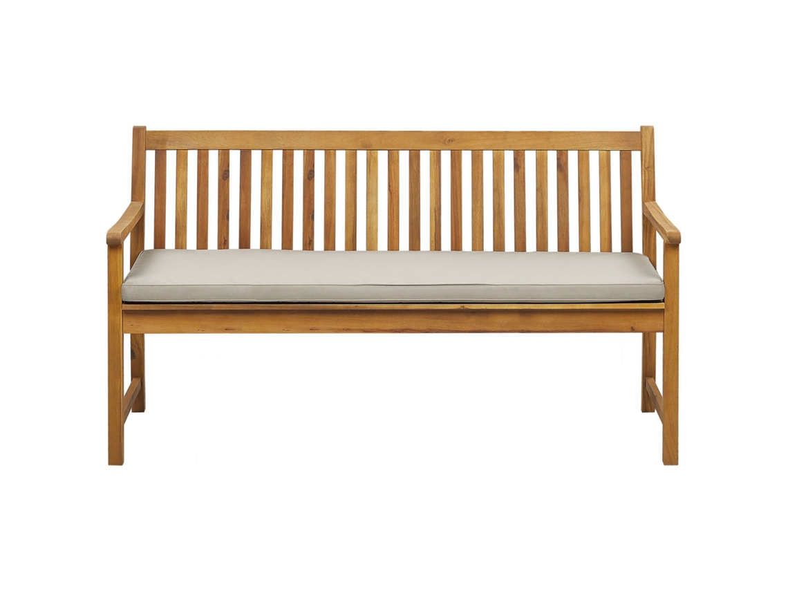 Banco De Jardín Con Cojín Beliani Vivara De Madera De Acacia Certificada Marrón 160x61x88