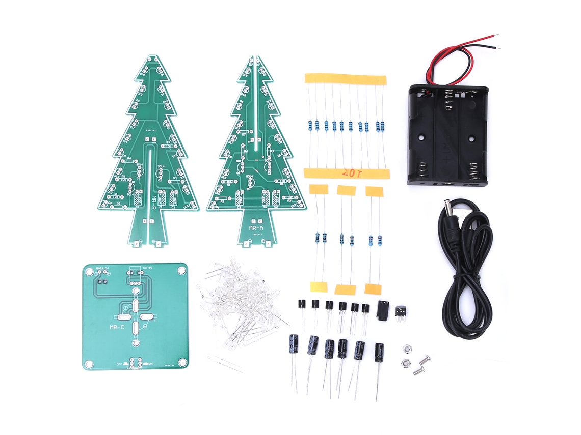 Kit Diy Árvore Natal 3d com Led 7 Cores Circuito Eletrônico