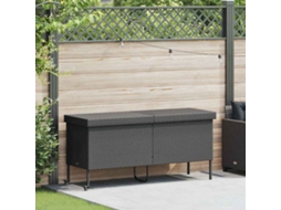Vidaxl Caixa De Arrumação Jardim Com Rodas 160x55x75 Cm Vime Pe Preto