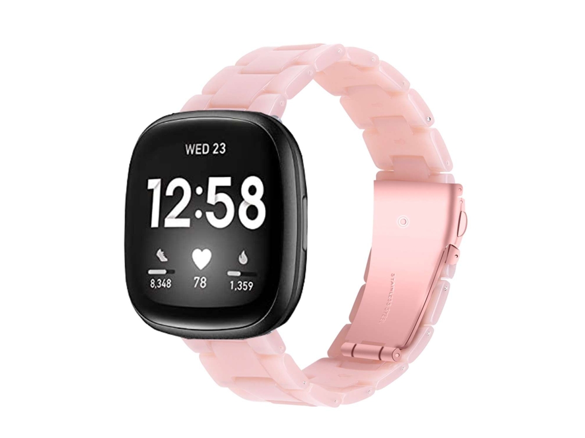 Bracelete Resina Luxury Rosa Fitbit by Google Versa 2