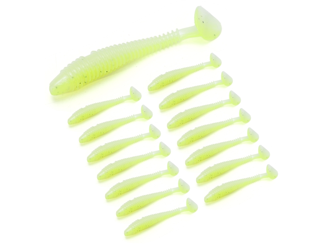 Isca de Pesca Silicone T Tail 15pcs Cor Dupla