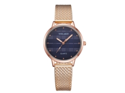 Relógio Feminino Yolako de Quartzo com Pulseira de Plástico Rose Gold Dark Blue
