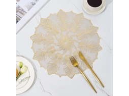 Atoalha De Mesa Para Jantar Com Acabamento Em Ouro, Com Pena Dourada, 4 Unidades