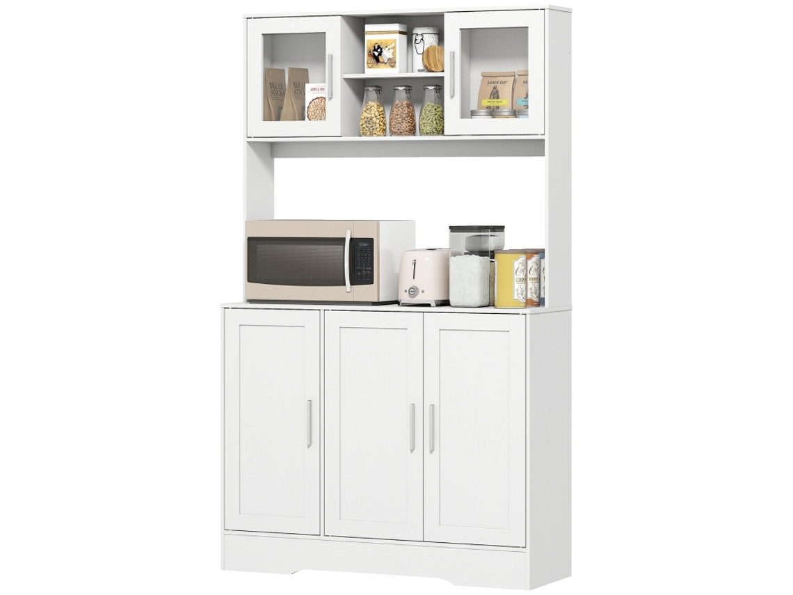 Armário Cozinha Escandinavo 4 Armários Portas Vidro Branco VELTRIX