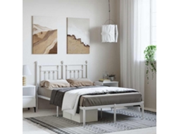 Vidaxl Estrutura De Cama Com Cabeceira 135x190 Cm Metal Branco