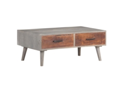 Vidaxl Mesa De Centro 100x60x40 Cm Mangueira Maciça Áspera Cinzento