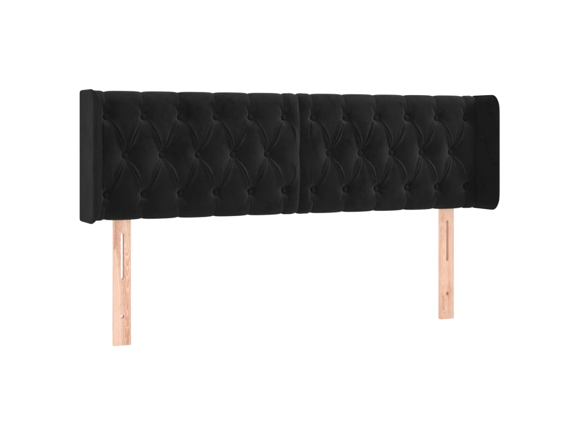 Cabeceira de Cama com Abas Veludo Preto MAISON EXCLUSIVE (163x16x78 cm)