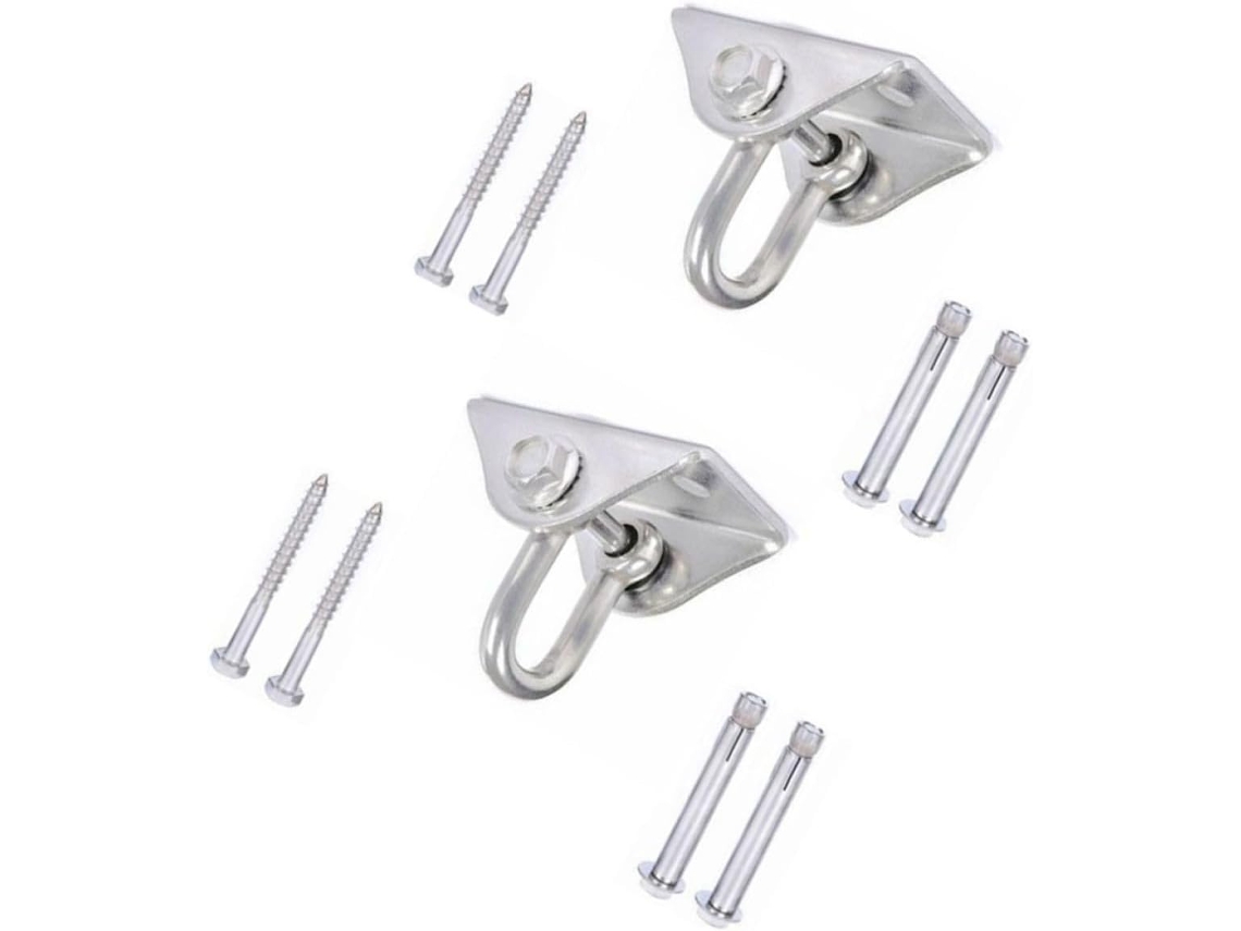 Ganchos Duplos Inoomp em Aço Inoxidável 304, 2 Peças, Suporte Giratório para Rede com Pregos de Montagem para Balanços CHABERLU
