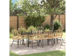 Vidaxl Conjunto De Jantar Para Jardim 9 Pcs Castanho Vime Pe