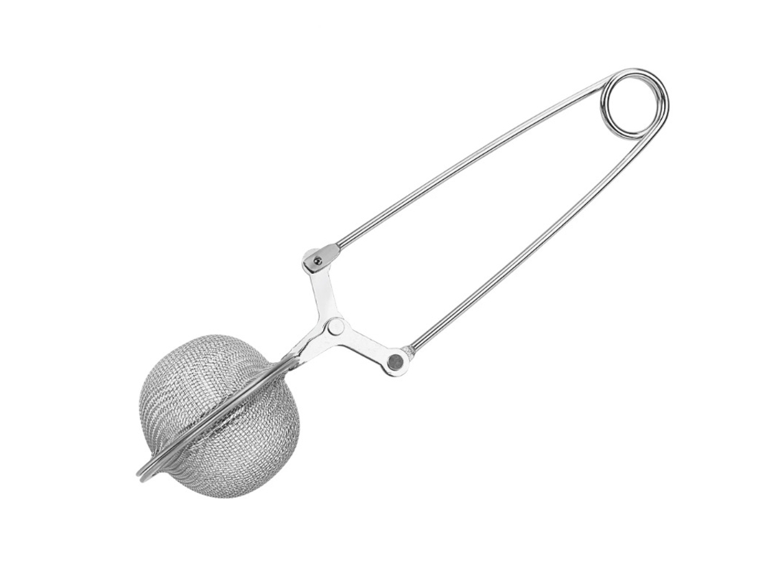 Infusor De Chá Esférico 2 Peças Com Cabo Aço Inoxidável