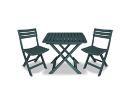 Conjunto Bistro Para Jardim 3 Pcs Plástico Verde Dkd Home Decor