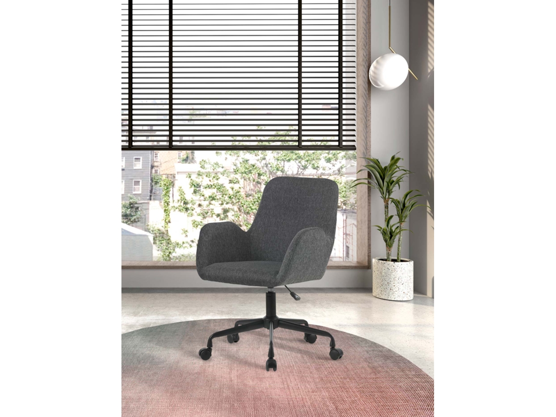 Cadeira de Estudo HISPANOHOGAR Mael Tecido Cinzento Mesclado com Rodas 82-90X61X64 Cm