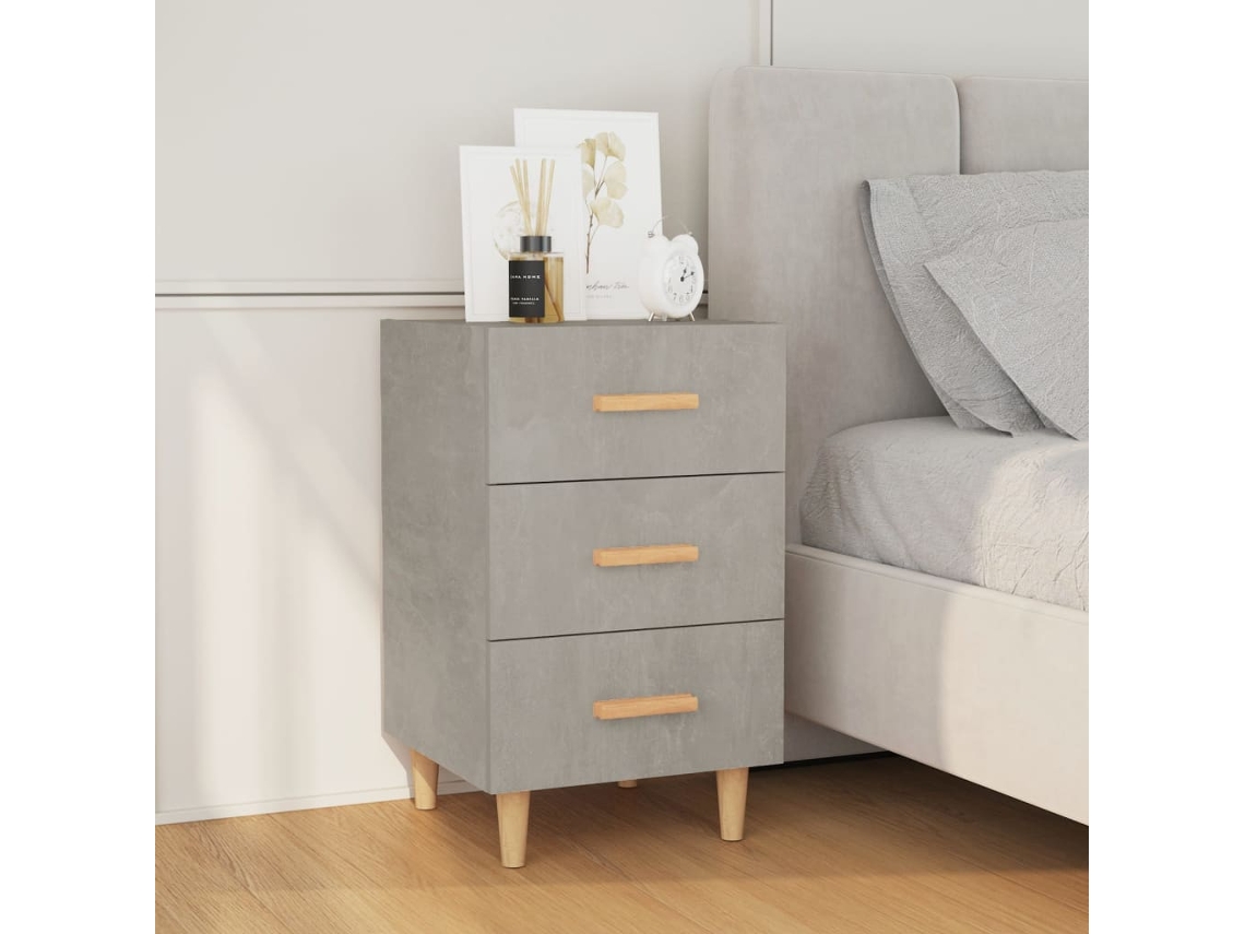 Vidaxl Mesa De Cabeceira 40x40x66 Cm Derivados Madeira Cinza Cimento