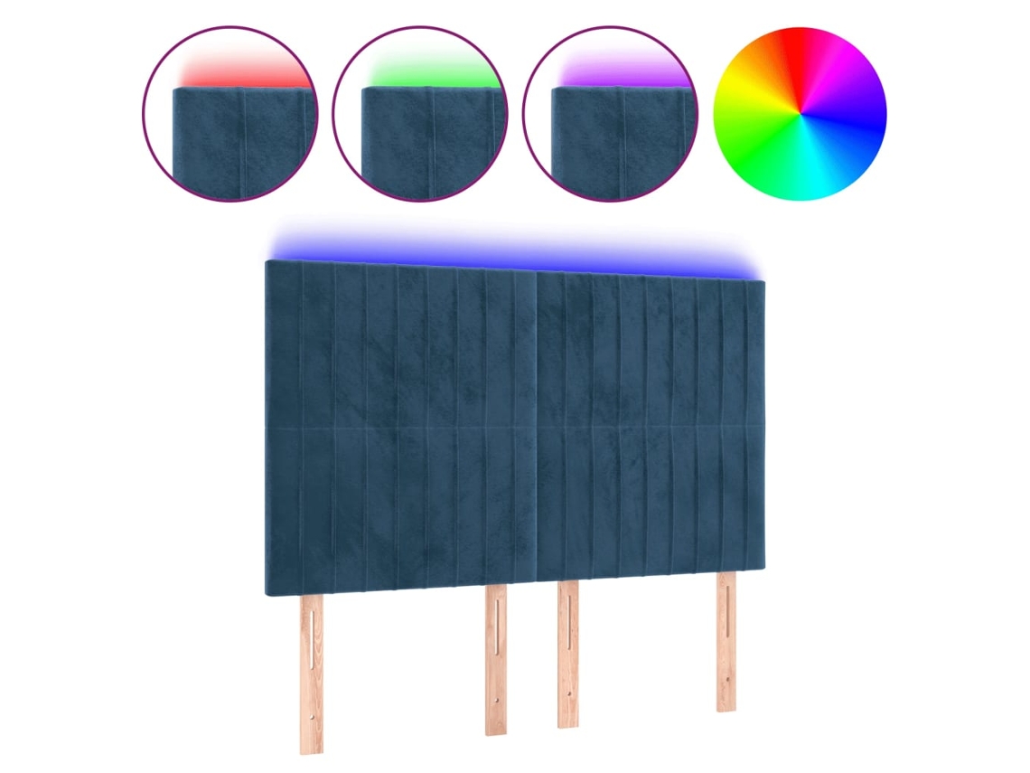 Led Headboard, Led Headboards Vidaxl Azul Veludo (144 X 5 X 118/128 Cm)