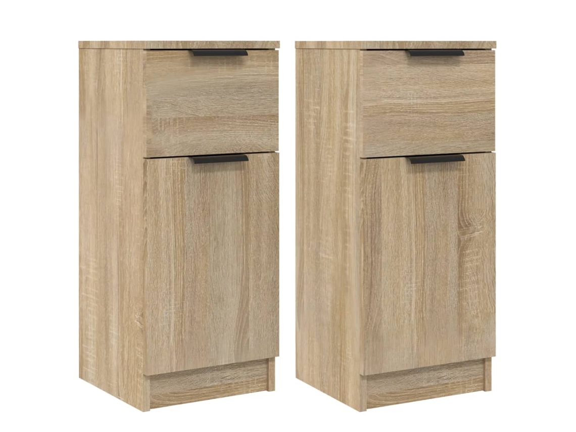 Conjunto de 2 Aparadores Madeira Processada Carvalho Sonoma MAISON EXCLUSIVE 30x30x70 cm