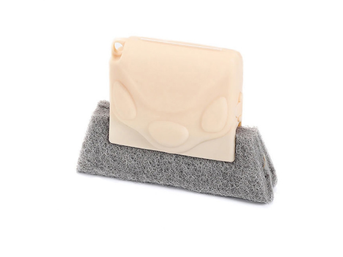 Vassoura Baok para limpeza de ranhuras e frestas, ferramenta manual para limpeza de cantos em casa, banheiros, cozinhas e carros, estilo pata de urso, bege.