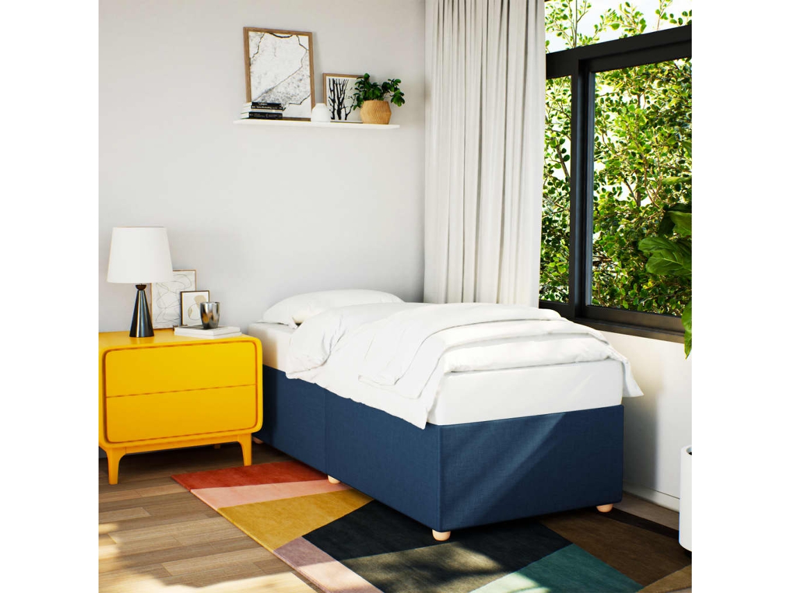 Vidaxl Estrutura De Cama Sem Colchão 90x190 Cm Tecido Azul