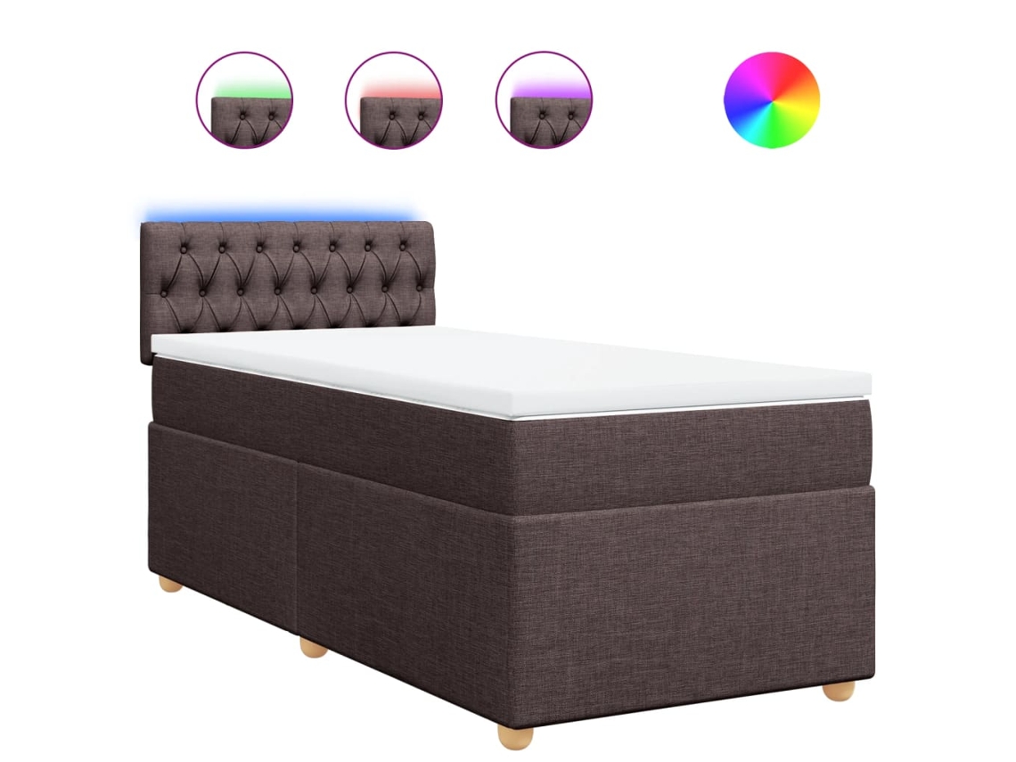 Cama com Molas e Colchão Tecido Castanho Escuro MAISON EXCLUSIVE (80x200 cm)