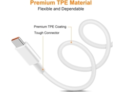 Cabo Carga Turbo Fast Charge Type-C para Xiaomi VENISYMLIS Branco