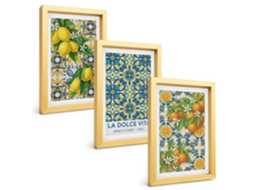 Composição De Quadros Limões, Flores, Laranjas, Itália Espelharte (3 Peças 20x30 Cm)