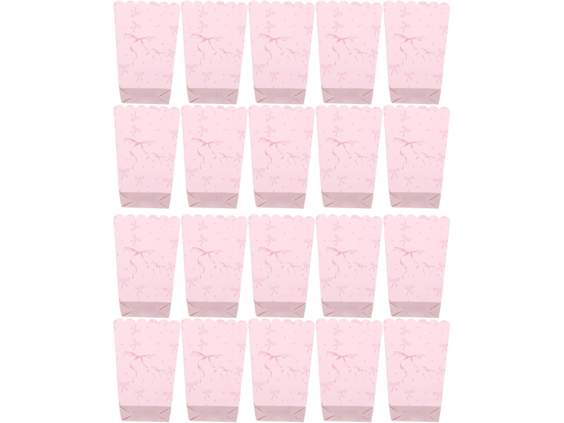 Caixas De Papel Para Doces Com Laço Rosa Fomiyes, 20-unidades, Caixas Pequenas Para Pipoca, Salgadinhos E Festas