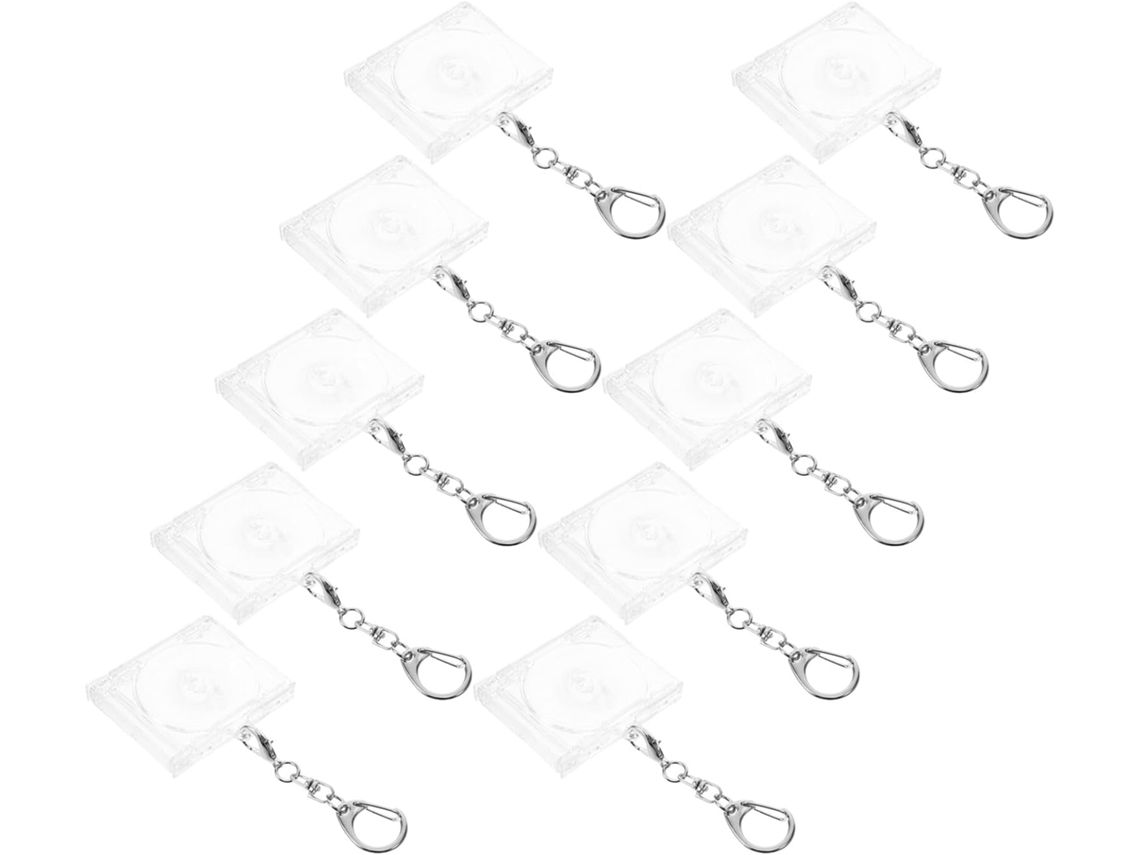 Conjunto De 10 Mini Chaveiros Em Formato De Cd, Com Estojo De Cristal Transparente, Chip Nfc E Mosquetão. Projetado Para