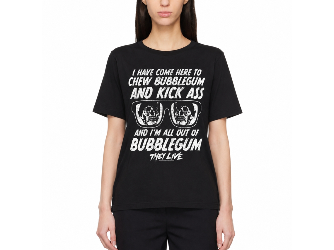 Rockinstone They Live Movie Chew Gum Quote Black Adult T-shirt Size:s