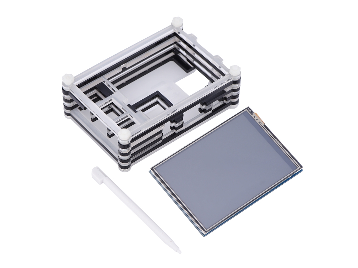 Caso Para Raspberry Pi 3 E Kit Lcd Com Proteção De Alta Transparência De 9 Camadas E Tela Touch Hd De 3,5 Polegadas