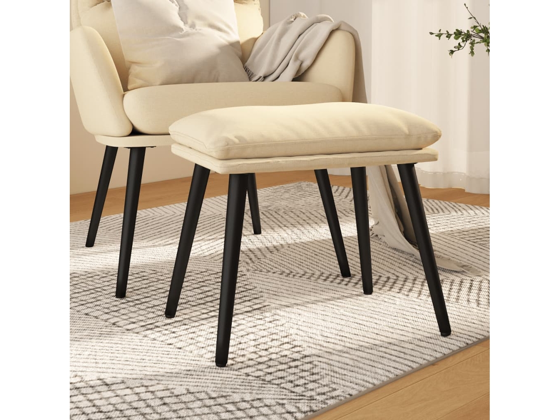 Vidaxl Apoio De Pés 45x29,5x35 Cm Tecido Cor Creme