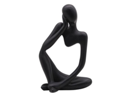 Estátua De Resina De 5 Polegadas Decorativa Moderna Para Lar E Escritório Mesa Ornamentos Pensamento Izquierdo Negro
