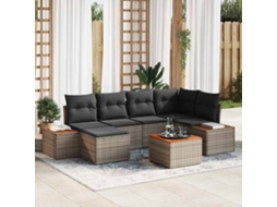 Vidaxl Conjunto De Sofá De Jardim 7 Unid. 6-número De Lugares Cinzeto