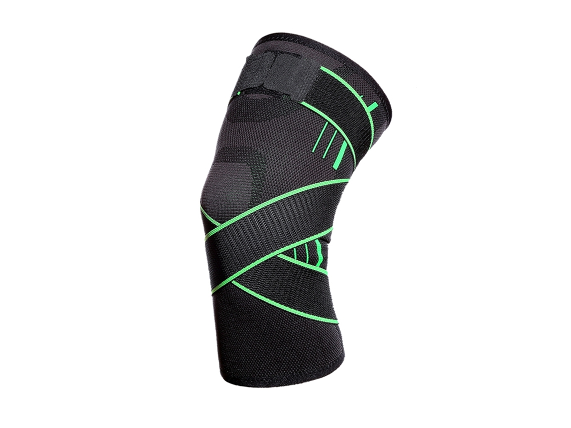 Protetor De Joelho Profissional Esportivo Com Banda Pressão E Silicone Antiderrapante Verde Xl