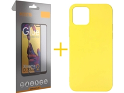Kit Capa e Película Vidro Full 1X  iPhone 12 Pro Max Accetel Silicone Amarelo