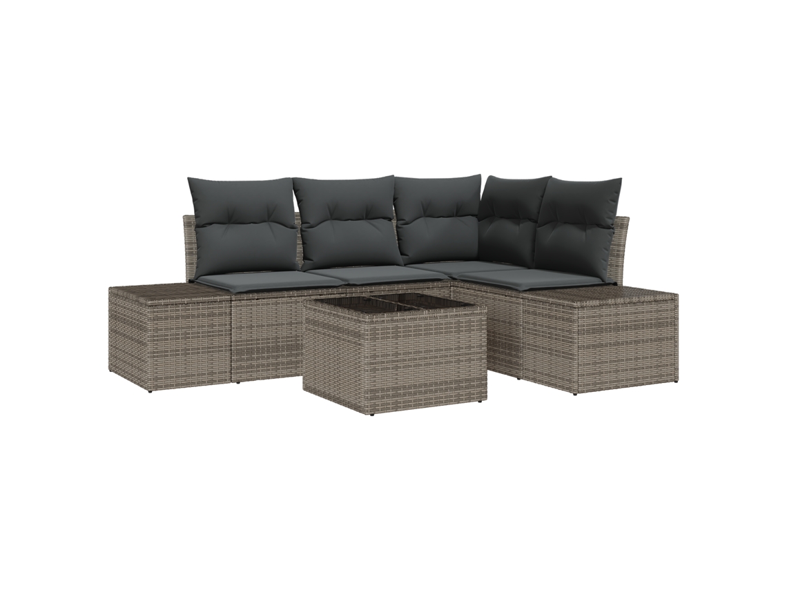 Conjunto 4 Conjunto De Sofá De Jardim Vidaxl Cinzento-claro Vime Pe