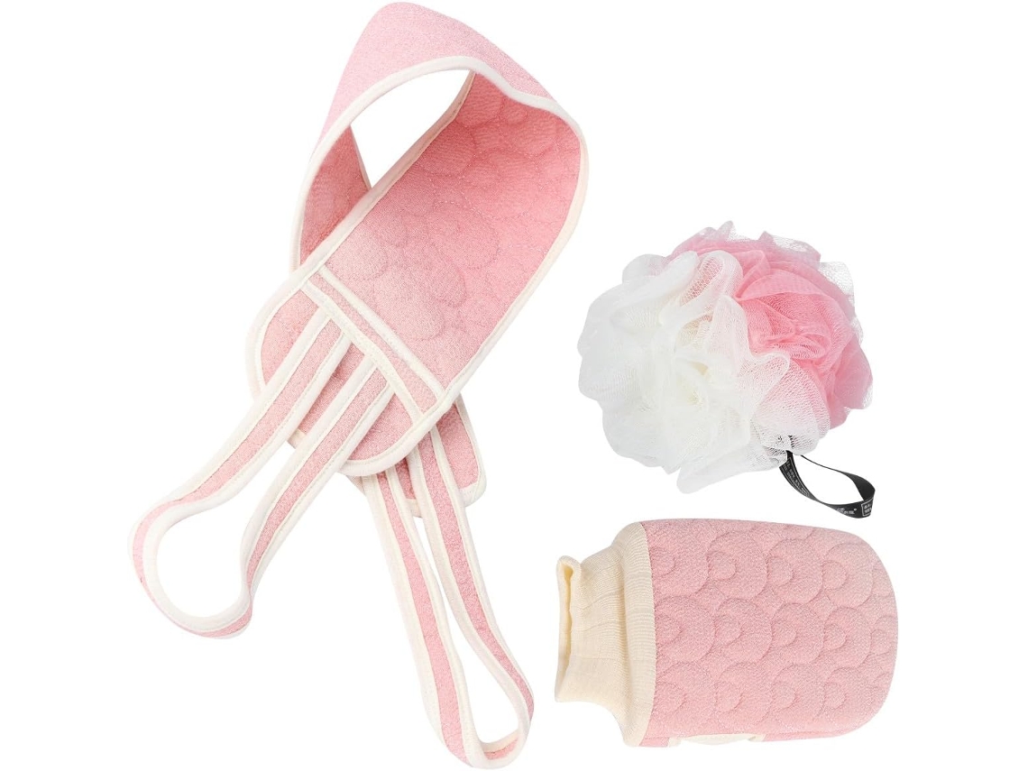 Conjunto de toalhas de banho esfoliantes de algodão com alta fricção e resistência.
