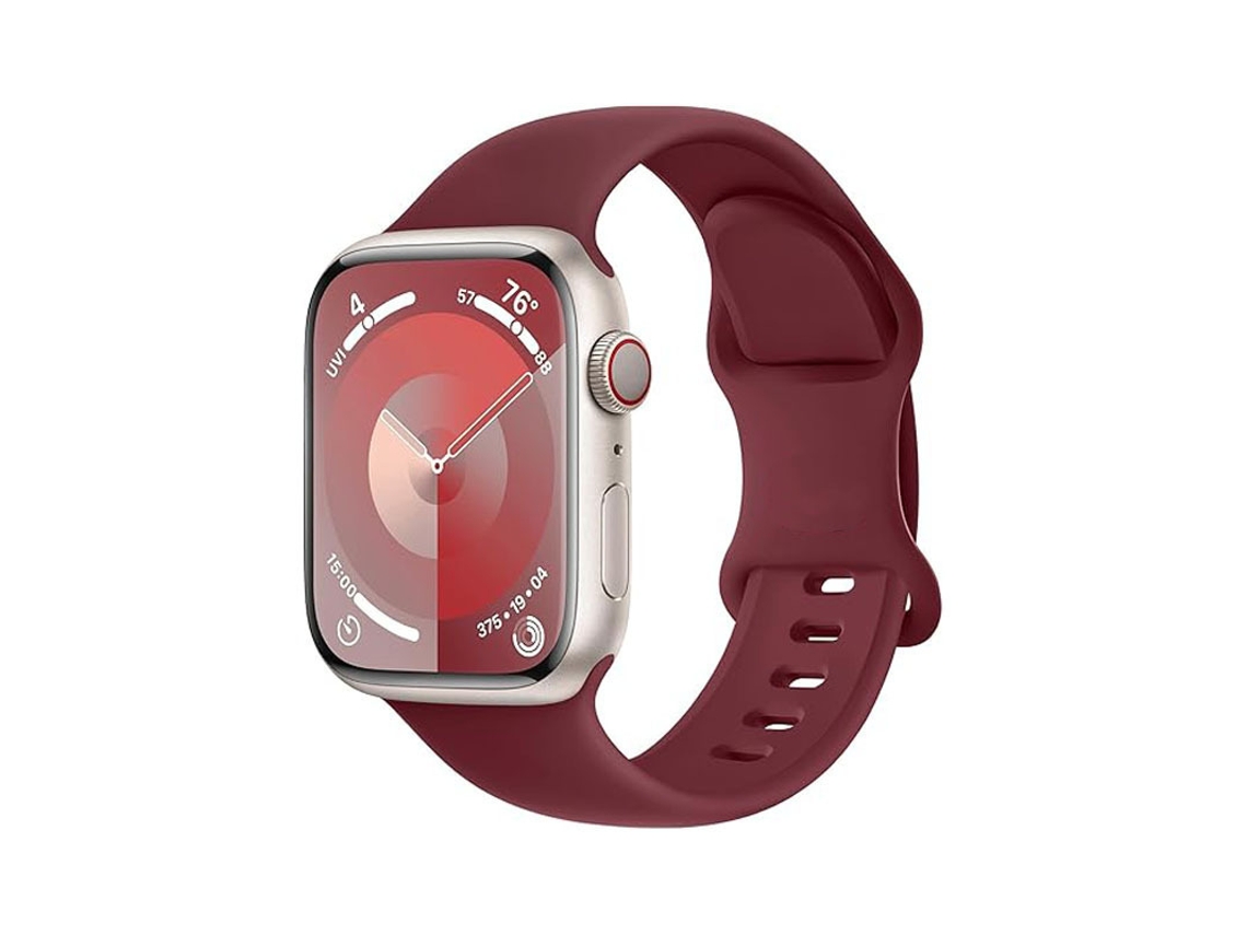 Pulseira de Silicone Halinuia para Apple Watch S1 11/ultra 1 3/se1 2 , Fecho em Formato de Oito, Design Esportivo Respirável,borgonha (42 49 Mm)