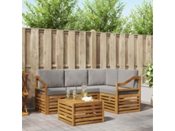 Vidaxl Conjunto De Sofás Para Exterior 5 Pcs Cinza Natural E Claro
