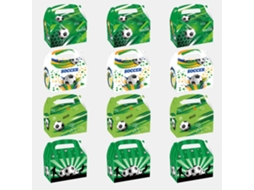 Conjunto de 12 Caixas Presente Tema Futebol Copa do Mundo para Decoração Festas de Aniversário e Eventos Esportivos, Ergonômico, Uso STELASPLEN