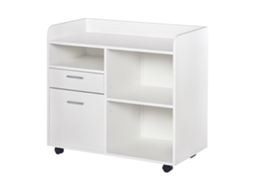 Suporte Impressora para Pedestal de Organização da Mesa Rolante Sol. 80w X 40d X 72h Cm em White Wood