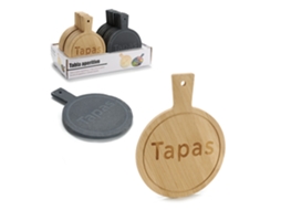 Conjunto de 2 peças. Mesa redonda em bambu e ardosia.