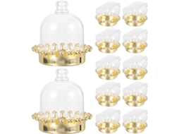 Suporte Genérico Para Cupcakes Com Cúpula Dourada, 12 Peças, Ideal Para Festas E Uso Diário Mantém Os Alimentos Limpos