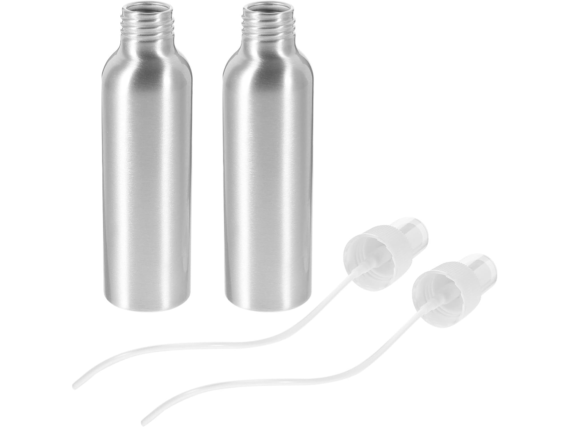 Conjunto de 2 frascos de alumínio para viagem com spray, 120ml cada.
