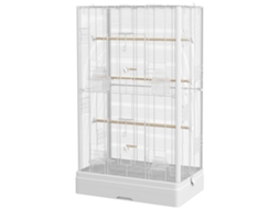 Gaiola para canários e periquitos branco, 61x36,5x98cm, com portas e pouso | S/MARCA