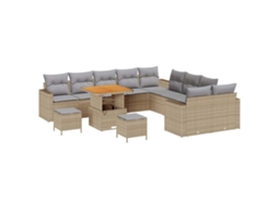 Maison Exclusive - Conjunto De Sofá De Jardim 17 Pcs Bege E Cinza Claro Vime Pe