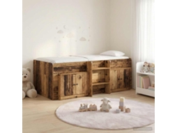 Vidaxl Cama Loft Com Armário Com Armazenamento 3 Unid. Madeira Antiga