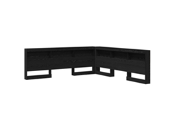 Conjunto 1 Cabeceira De Armazenamento Vidaxl Preto Madeira De Pinho Maciça (200 Cm)