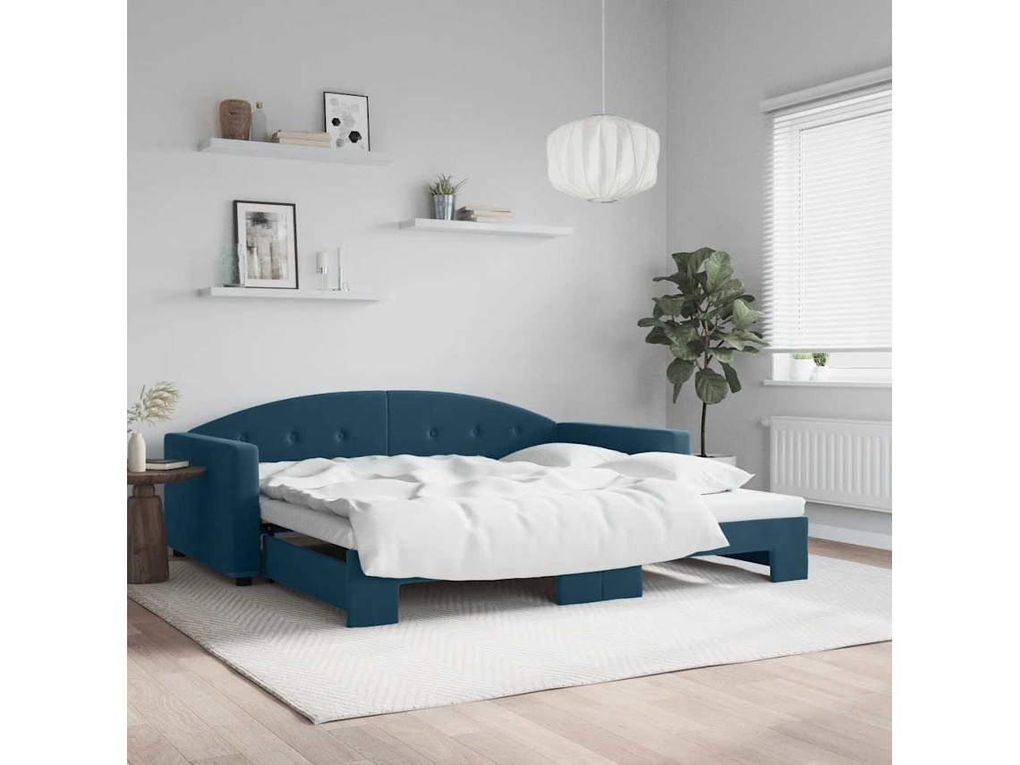 Vidaxl Sofá-cama Com Gavetão 100x200 Cm Veludo Azul
