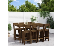 Vidaxl 9 Pcs Conj. De Bar P/ Jardim Madeira Pinho Maciça Castanho-mel