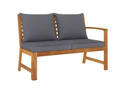 Vidaxl Banco De Jardim 114,5 Cm Com Almofadão Cinzento-escuro Acácia