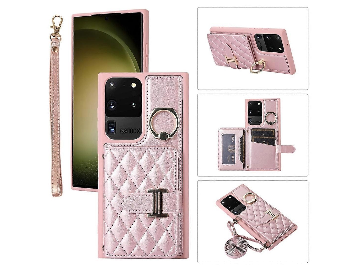 Capa Para Celular Com Suporte Horizontal Para Cartões E Argolas, Com Cordão Duplo, Compatível Com Samsung Galaxy S23+ 5g.